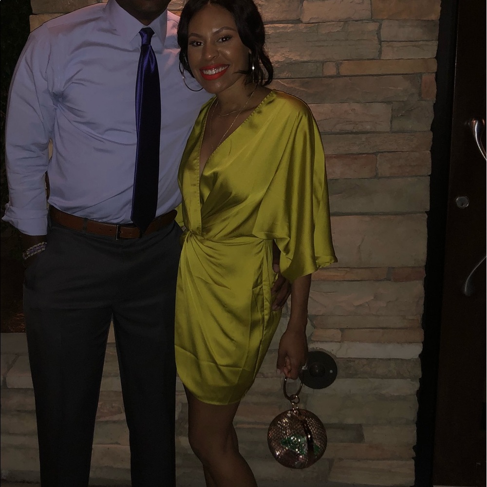 Satin green mini dress size 4